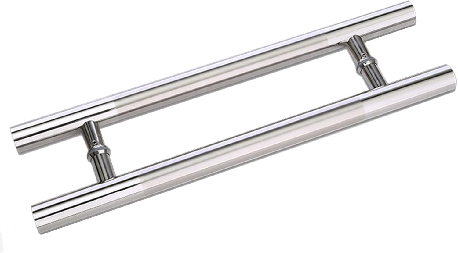 Silver Entry Push Pull Door Handle Sliding Shower Glass Door Handle for Indoor Outdoor Gate,Double Sided Round Bars,Contemporary (Size :80cm/31in)