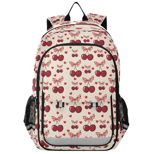 ALAZA Vintage Cherry Bows Laptop Backpack Purse for Women Men School Bag 17 Inch Bookbag Student Boys Girls Travel Casual Daypack