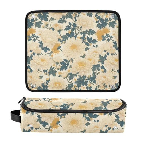 Bolsa de viaje para herramientas de cabello Cute Dahlia amarillo claro con tapete resistente al calor organizador para planchas, rizadores y secadora miniatura 3