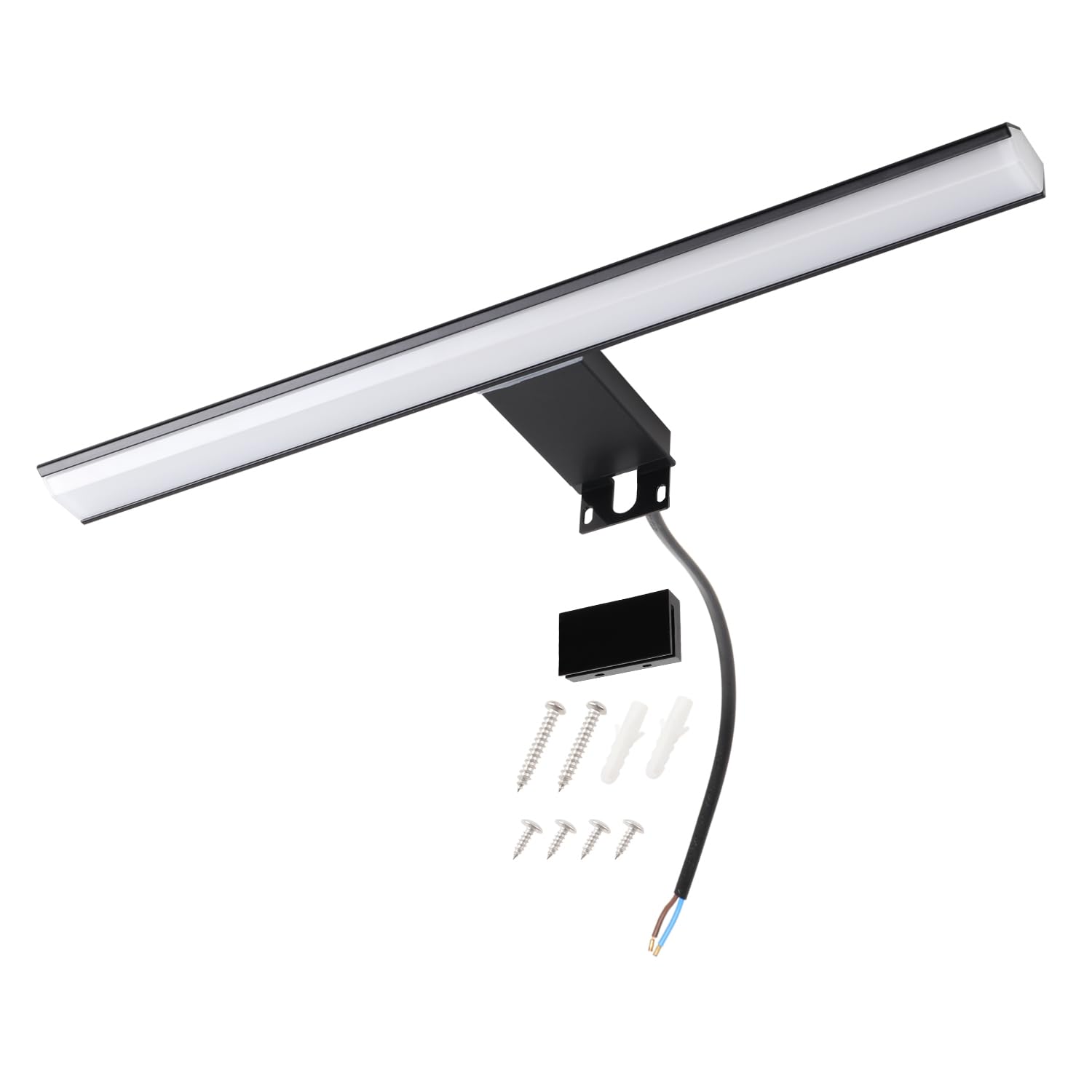 da LIGHT LED Spiegellampe 10W 750LM, Badzimmerlampe 42CM, IP44 Spritzwassergeschützt Spiegelleuchten, 4000K Neutralweiß Einfache Installation, Farbe Schwarz