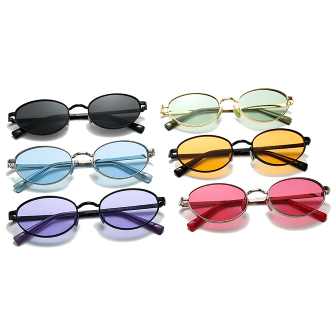 Ovale Sonnenbrille aus Metall, Damen, modische Bonbonfarben, UV400-Schutz, Retro-Punk-Stil, Herren-Sonnenbrille für draußen