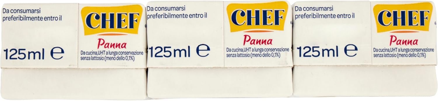Parmalat Chef Panna Senza Lattosio, Laktosefreie Kochcreme Glutenfrei 3x (3x 125ml) Sauce zum Kochen + italian Gourmet polpa 400g