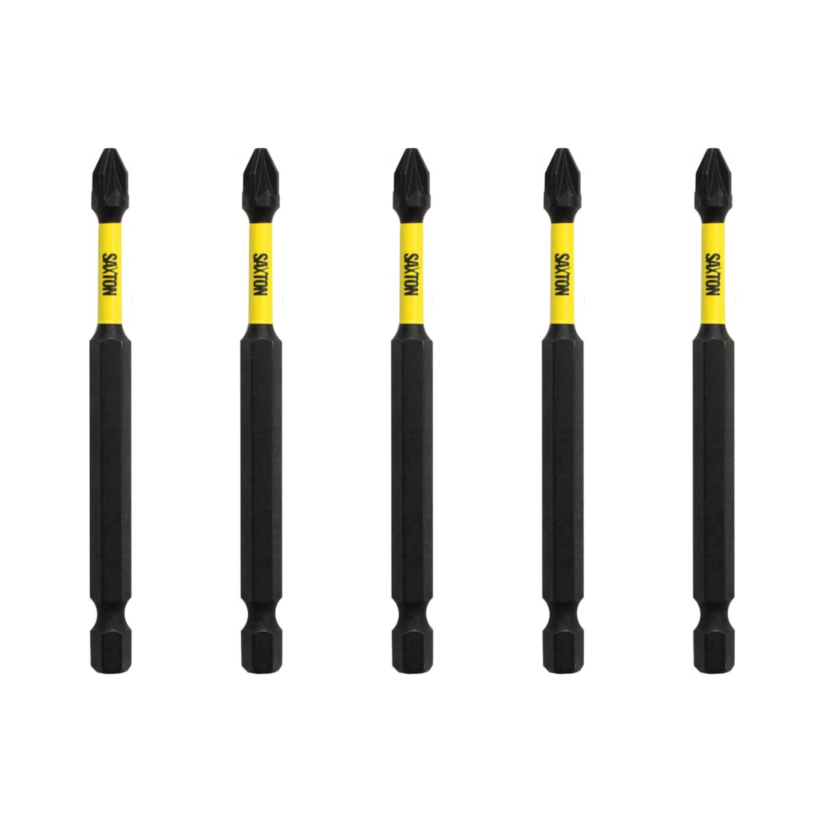 5X Saxton Pz2 89Mm Long Magnetic Impact Duty Pozi-Drive Screwdriver Drill Driver Bits For Dewalt Milwaukee Bosch Makita Etc 5060611241099