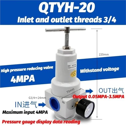 Régulateur de pression pneumatique 40 bar QTYH à débit stable pour manomètre - 3