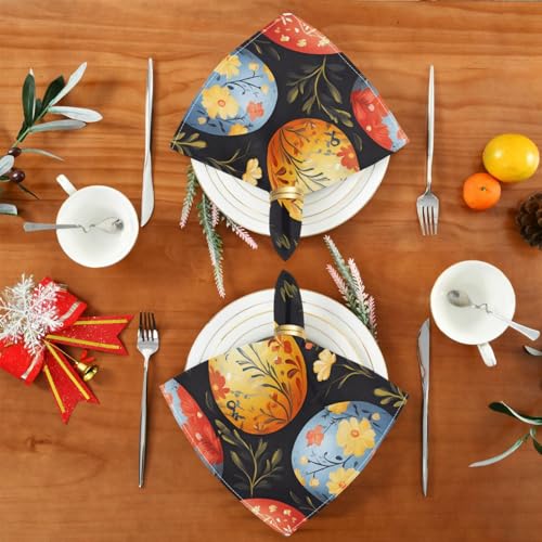 Set de 6 Servilletas de Tela con Diseño Floral y Fondo Negro miniatura 5