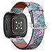 CJBROES Replacement Leather Watch Band, Compatible with Fitbit Versa 3 and Fitbit Sense of Wristband Bracelet Accessory - Aztec Tribal