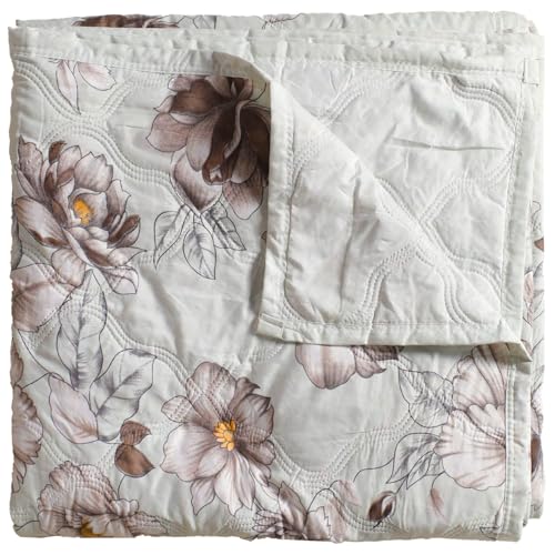 Image of Dohar Double Bed 100% Cotton Blankets for Summer | 90x100inch, 150GSM Ac Comforter and Cooling Blankets for Summer | Grey & Brwon | Classic Printed Design | Quilt | Ideal for Gifting