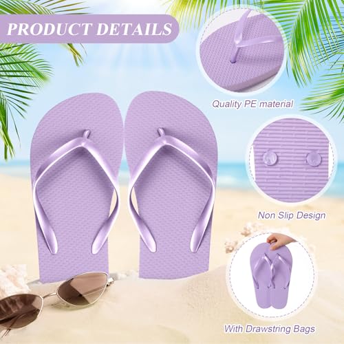 Image of Unittype 24 Pairs Flip Flops Bulk for Wedding Guest Slippers Wedding Flip Flops with Cards Bags for Pool Beach Party