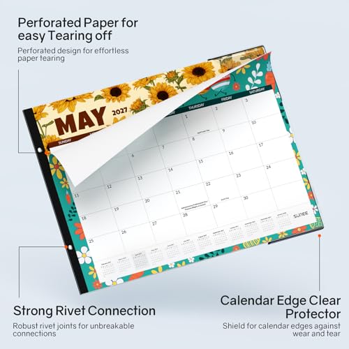 Image of SUNEE Desk Calendar 2026 Large 22x17 from July 2026 to December 2027, Extra Large Desktop Monthly Calendar Pad 18 Months For Teacher or Office, Desk Top, Seasonal