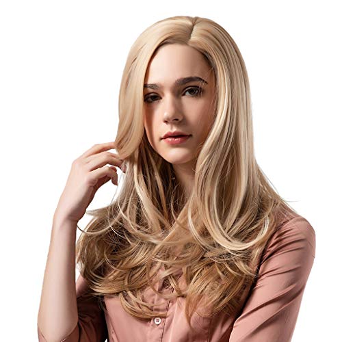 Flameer Moda Feminina Cabelo Perucas Longas Perucas Sintéticas Peruca Encaracolada Reta Completa
