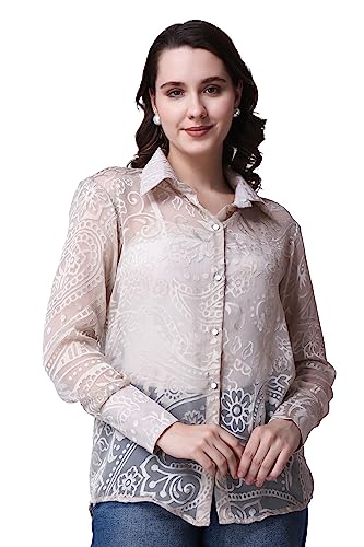 Image of POPWINGS Casual Printed Shirt for Women || Full Sleeves Comfortable Women Shirt for Summer || Regular-Fit Stylish Western Shirt for Women