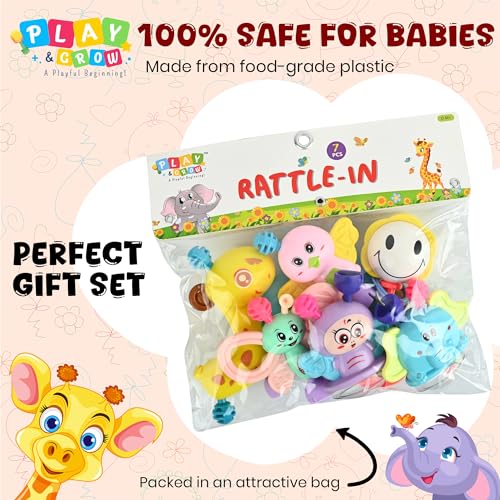 Image of Play & Grow Teethable Rattle Set Pack of 07pcs Infant Early Learning and Sensory devlopment Toy