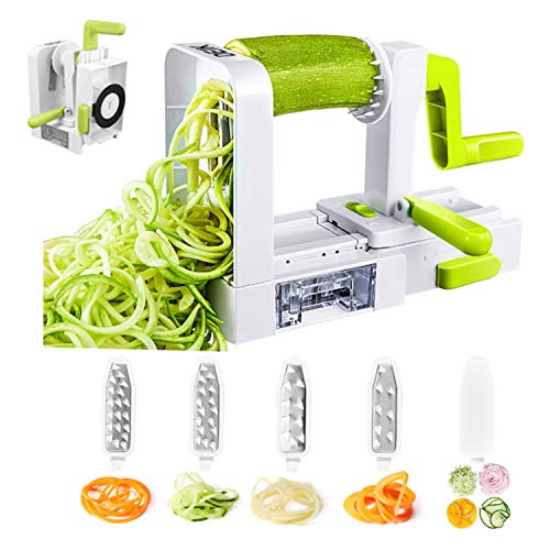 Spiralizer Vegetable Slicer, Deik Spiral Slicer 5 Blade, 2018 New Model Foldable, Strongest