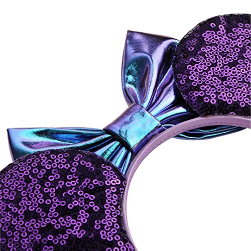 Image of FANYITY Mouse Ears, Sequin Mouse Ears Headband for Girls Women Halloween Birthday Party (Purple)