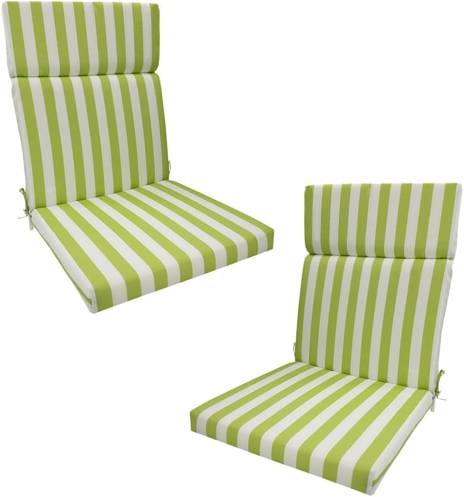 Set Of 2 Waterproof High Back Garden Chair Cushions Indoors/Outdoors Seat Cushion Sun Lounger With Ties For Patio, Loungers, Recliners & Rocking Chairs(Style A)