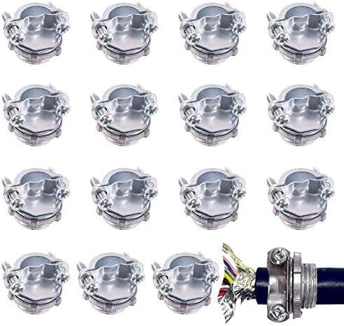 Wellsay 12 Pcs 3/4 Inch Clamp Type Cable Connectors, Silver Zinc Clamp Connector Fittings For Electrical Box Metallic Conduit Cables