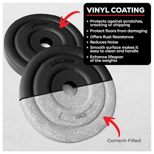 Gallant Weight Plates - 20kg Standard 1 Inch Vinyl Weights Discs 10kg X 2= 20kg Set For Men Women - Weight Plate Set Lifting Dumbbells Barbell Home Gym Fitness Training Equipment - Image 2