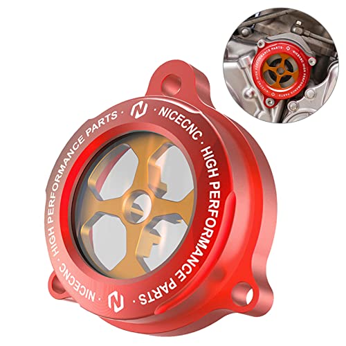NICECNC Transparent Oil Filtre Cap Compatible with Yamaha Raptor 700 2013 2015-2026 Raptor 700R 2009 2011-2026 Raptor 700R SE 2010-2026 Red