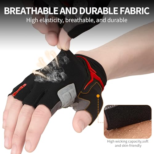 Image of Souke Sports Mens Cycling Gloves with Gel Pads Half Finger Bike Gloves Lightweight Anti-Slip Shock-Absorbing for MTB Road Biking