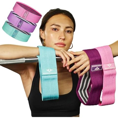 Vikingstrength Booty Bands, Resistance Bands, 3 Levels Exercise Workout Elastic Bands for Legs and Butt, Non-Slip Glute Hip Thigh Band, Booty Bands for Woman Gym Work Out + V-Strength Workout App Cover