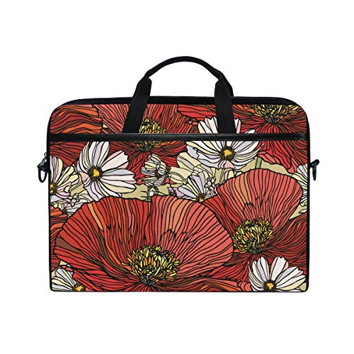 Housse ordinateur portable 35,6 cm à 39,1 cm avec sac à bandoulière fleurs de pavot