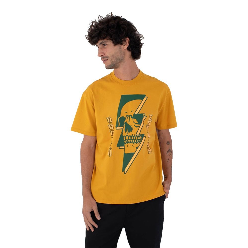 Hurley Mens Short Sleeve Bolt T-Shirt, Yellow, L EU