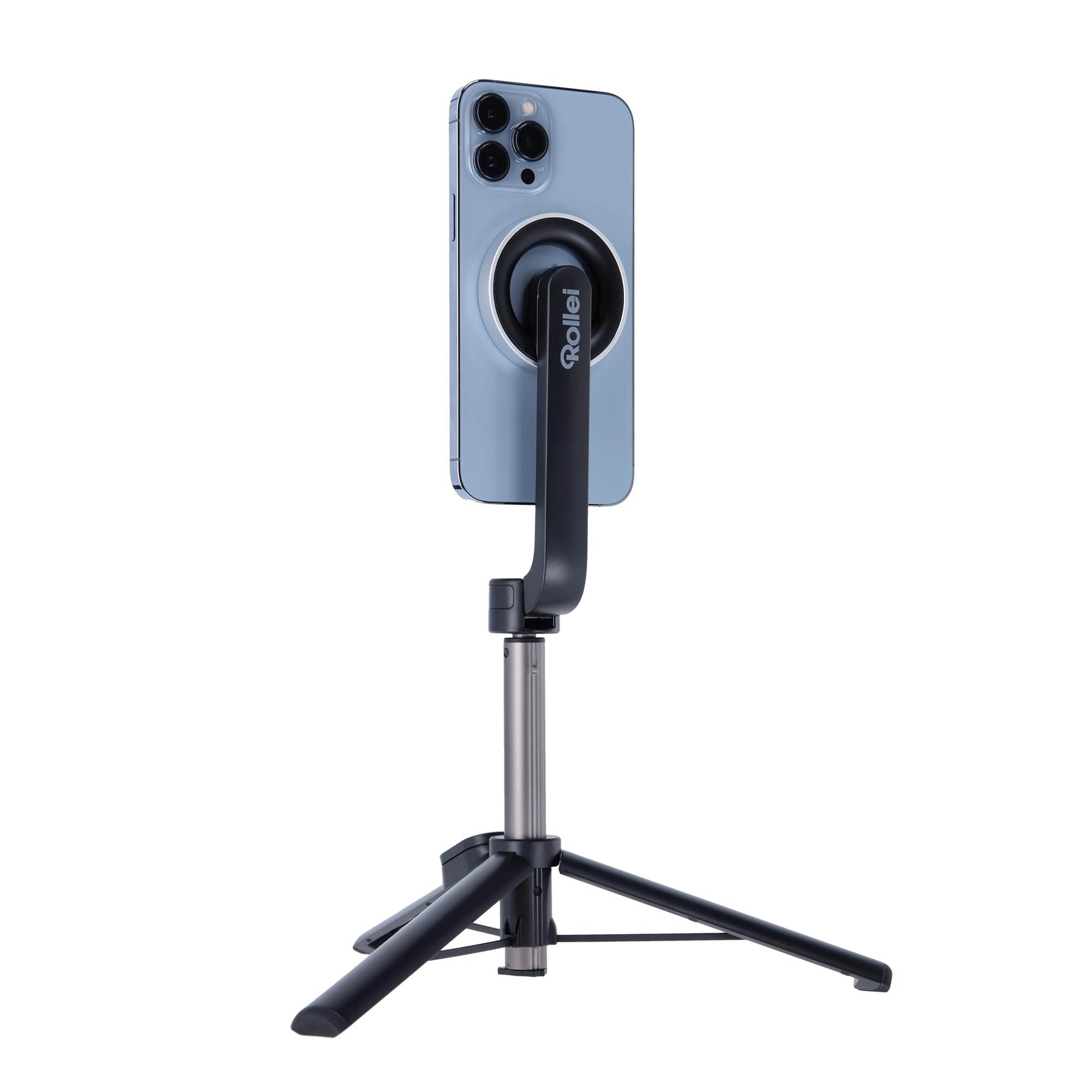 Rollei Magnetic Smartphone Selfie Tripod: pratico mini treppiede con attacco MagSafe®* e scatto remoto. Versatile come treppiede o bastone selfie