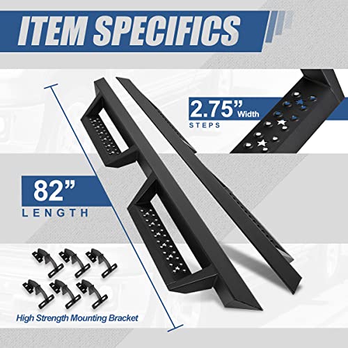 Estribos laterales para Dodge Ram 2009-2024 negro 2.75 pulg miniatura 3