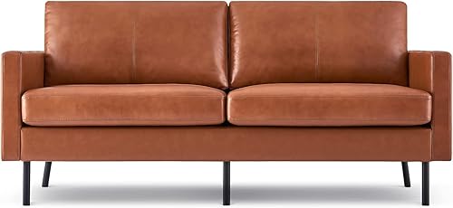 Z-hom Sofá de cuero de grano superior de 70 pulgadas, sofá biplaza tapizado de 2 asientos, sofá moderno y clásico de lujo para sala de estar,