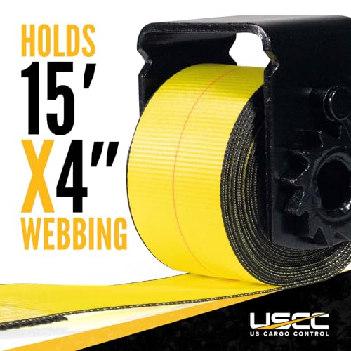 Image of US Cargo Control Low Profile Sliding Winch for Flatbed Trailer (5-Pack), 4 Inch Tie-Down Winch Holds Up 15 Feet of 4 Inch Webbing, Fits Sliding C-Track, 5,500 LBS Working Load Limit