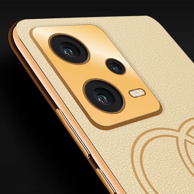 Image of Vaku Luxos Skylar Back Cover Case for Xiaomi Redmi Note 12 5G with Leather Pattern Design Gold Electroplated Soft TPU Cover| Shockproof Protective Case - Gold