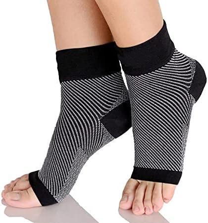 Lumino Cielo All-day Compression Socks for Plantar Fasciitis Pain Relief Ankle Support (can replace night Splint for morning pain relief) - Sleeve Style - 1 Pair (S/M, Black)