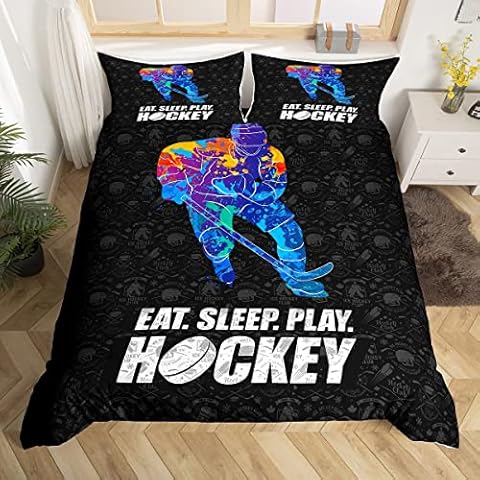 Ice Hockey Duvet Cover Set for Boys Cover