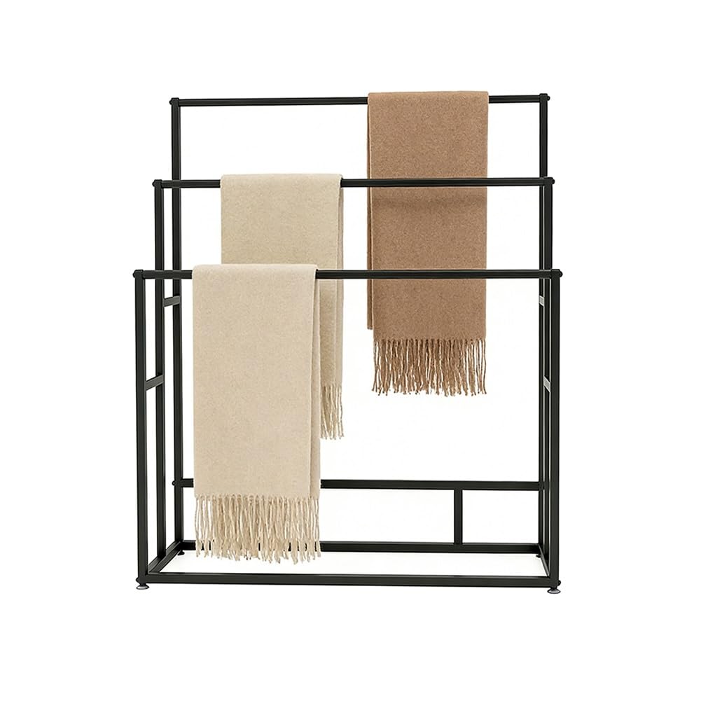 Soporte para bufandas y toallero grande de pie con barras organizadoras para baño y vestidores