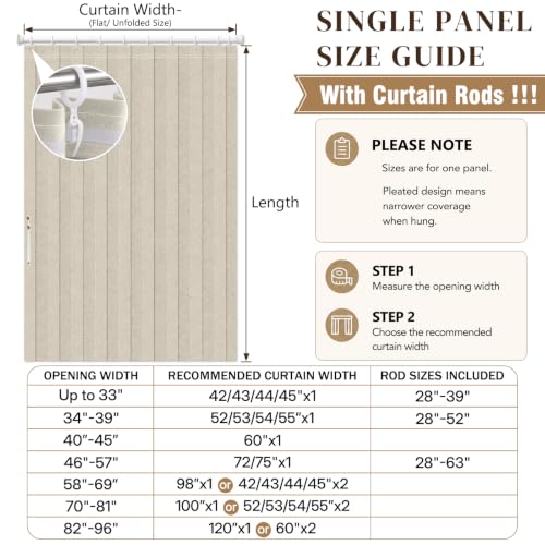 Image of AJAZZ Blackout Door Curtains with Curtain Rods Adjustable 28-39 inch Long Magnetic Door Curtain Blackout Curtains for Bedroom, Doorway Curtain Sets (1 Pack, 42 W x 78 L, Cream White)