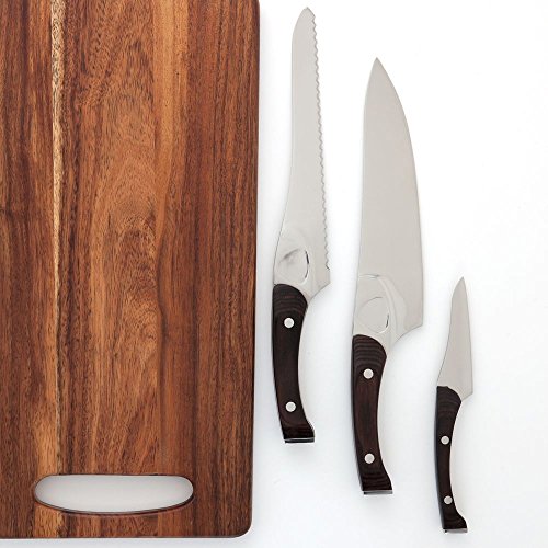 Knork Pakkwood Cutlery Chef Knife, 3 + 1 Piece Set, Silver - //coolthings.us