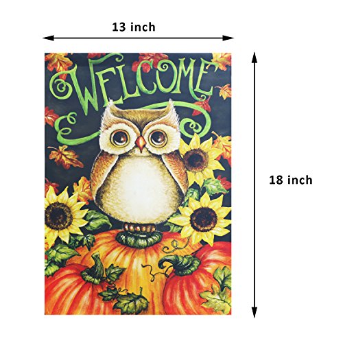 Layoer Yard Garden Flag 12.5 X 18 Inch House Double Sided Welcome Fall Spring 12 X 18 Inch (Owl Pumpkin Sunflowers Welcome) #TOP1
