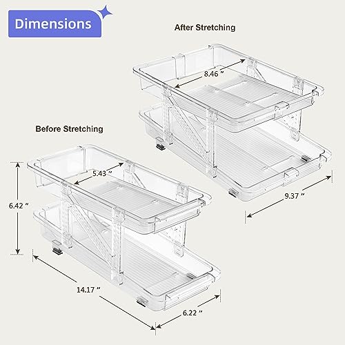 Soda Can Dispenser Organizer for Refrigerator and Pop Can Holders Drink Storage Wide Adjustable (2-Pack Clear)