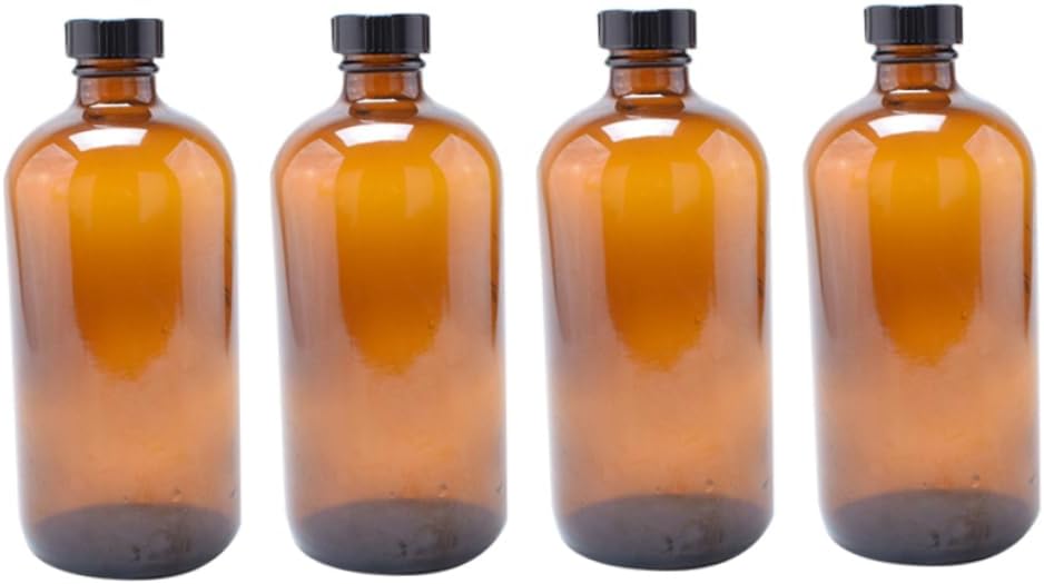 4pcs Brown Glass Bottle with Lid Multifunctional Sealing for Home Storage Kitchen Glass Containers for Honey Jam and More