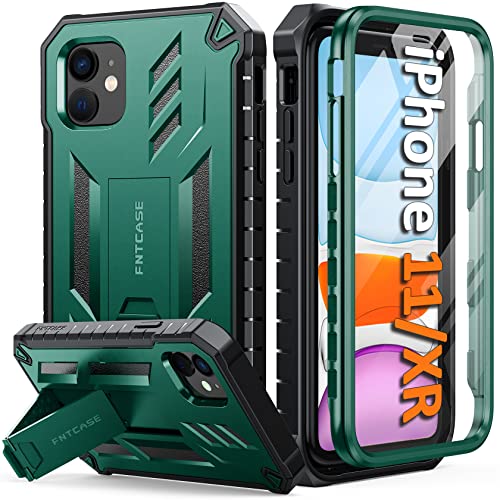 Fntcase For Iphone 11 Phone Case: For Iphone Xr Case With Kickstand Shockproof Military Grade Protective Cover - Dual Layer Full Protection Durable Matte Textured Drop Proof - 6.1 Inch Darkgreen #TOP5