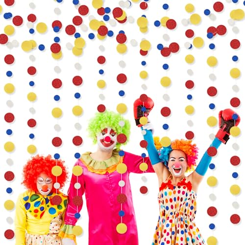 Image of Outus 10 Pieces Colorful Circle Garland Banner Hanging Paper Dot Decorations for Classroom, Birthday Party, Baby Shower, Wedding Backdrop & Photo Booth Graduation Decor (Red,Blue,Yellow)