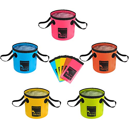 Autodeco Collapsible Bucket 5 Gallon Container Folding Water Bucket Portable Wash Basin For Camping Fishing Travelling Outdoor Gardening Car Washing Orange 1Pcs 20L #TOP7