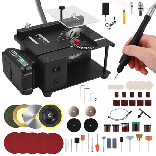 Delousiber Mini Multi-Functional Table Saw Mini Table Saw Cordless for Hobby Craft 200W Portable Electric Tabletop Saws 0-90 Angle Adjustable 35mm Cut Depth for Wood Plastic Acrylic Cutting