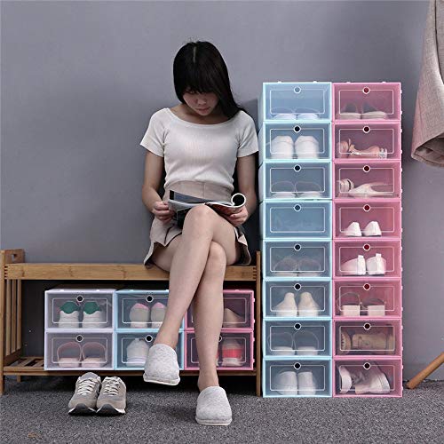 Boîte à chaussures transparente pliable pour optimiser les petits placards par l'empilage