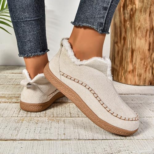 Slippers for Women Outdoor,Women's Memory Foam House Slippers Arch Support Winter Shoes Ladies Warm Fuzzy Furry Lined with Indoor Outdoor Anti-Slip Rubber Sole3