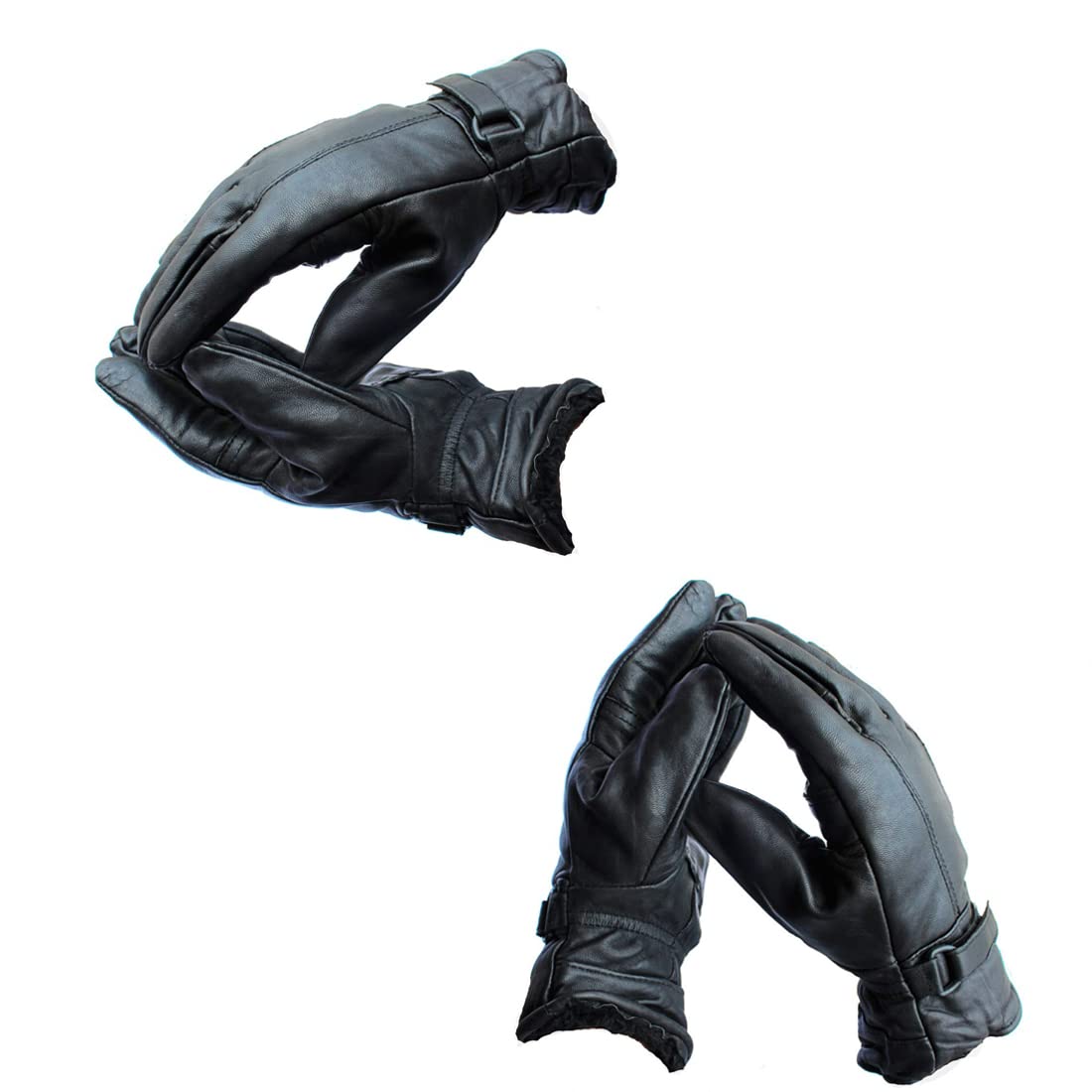 Vidhu Creations PACK OF-2 Full Finger Bike Black Leather Gloves, Motorbikes Hand Glove 2 Pair of Leather Glove, Snow Proof Winter Gloves for Man and Woman Winter and Cold Bike and Car Riding Glove