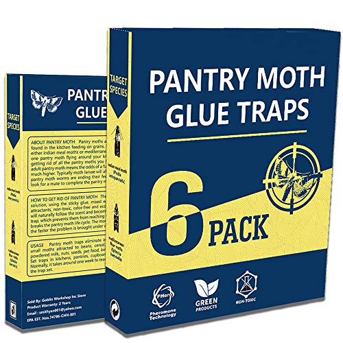 WGCC Pantry Moth Traps 6-Pack - Safe Non-Toxic Eco-Friendly Moth Glue Traps with Pheromones Sticky Adhesive Tool for Kitchen Pantry Cupboard Cabinet - Pesticides & Insecticides Free - Thumbnail 5