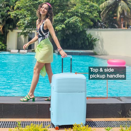 Image of Nasher Miles Krabi Expander Hard-Sided Polypropylene Luggage Set of 2 | 65cm & 75cm | 8 Wheels Medium & Large Trolley Bag for Travel | Suitcase (Light Blue)
