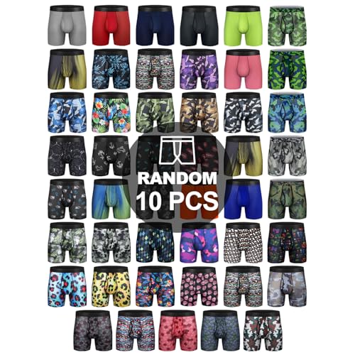 longfor Mens Boxer Briefs Mesh Knit Fast Dry Performance Sport Boxer Briefs No Ride-up 6’’Athletic Underwear with Fly for Men