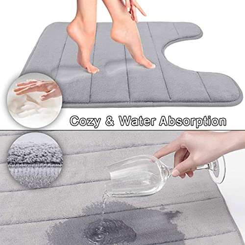 Yimobra Bath Toilet Mat 51 x 61 cm, Non-Slip Memory Foam U-Shaped Contour Rug, Soft Comfortable Bathroom Shower Mats - Image 3